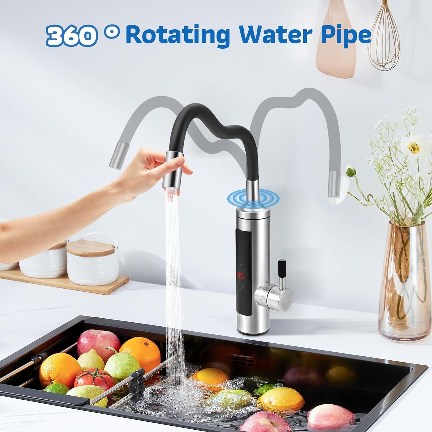 Electric Kitchen Faucet Touch Screen Temp Adjusted LED Water Tap - টাচ স্কিন ইলেক্ট্রিক ওয়াটার ট্যাপ RY 011 - Image 3