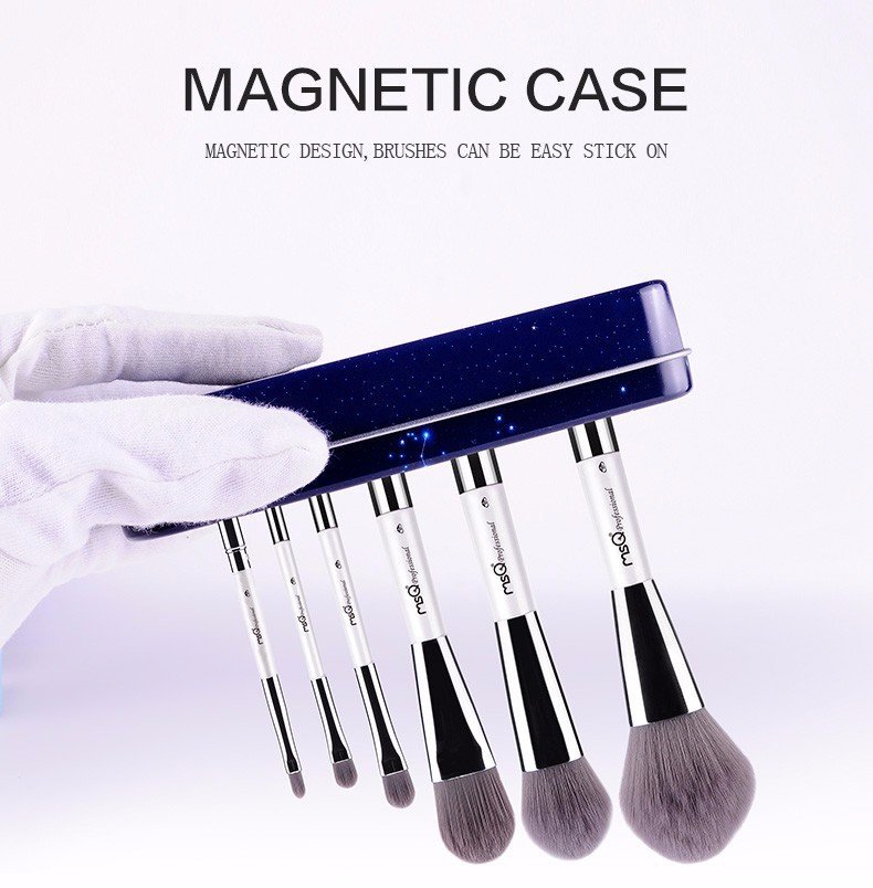 MSQ 6pcs Makeup Brushes Set With Magnetic Case - Image 2