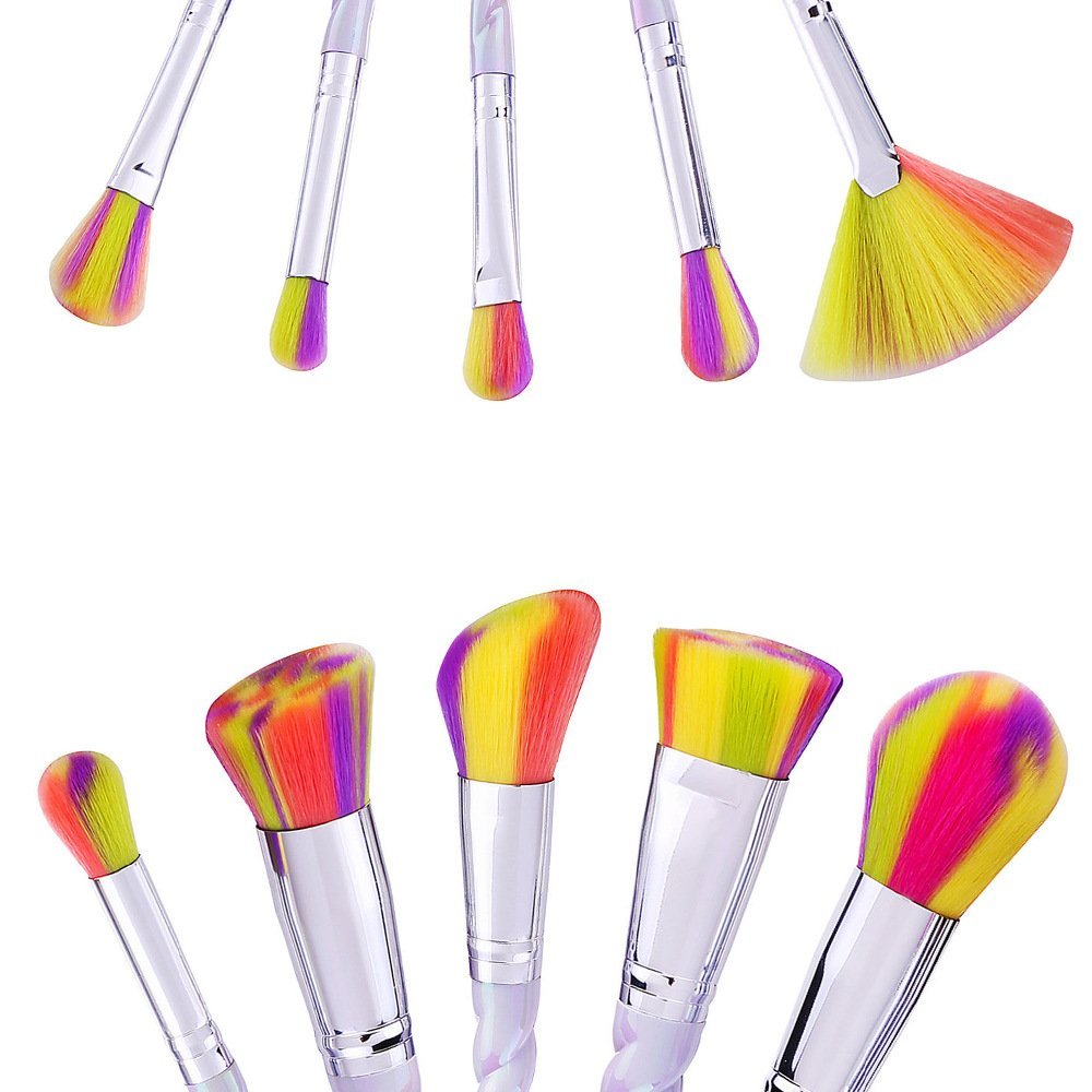 10 pcs Unicorn Rainbow Make Up Brushes - Image 2